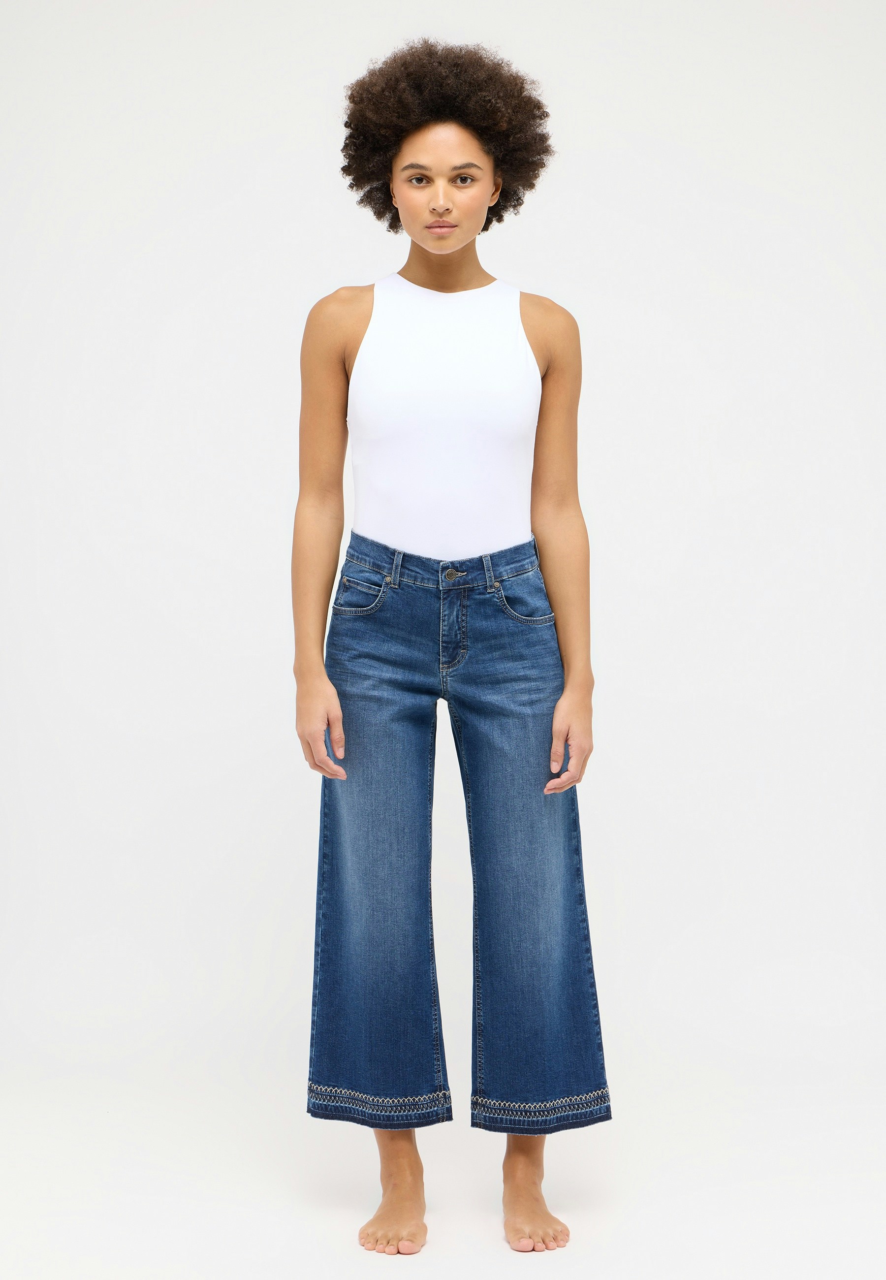 Jeans Linn Fringe with stitch pattern