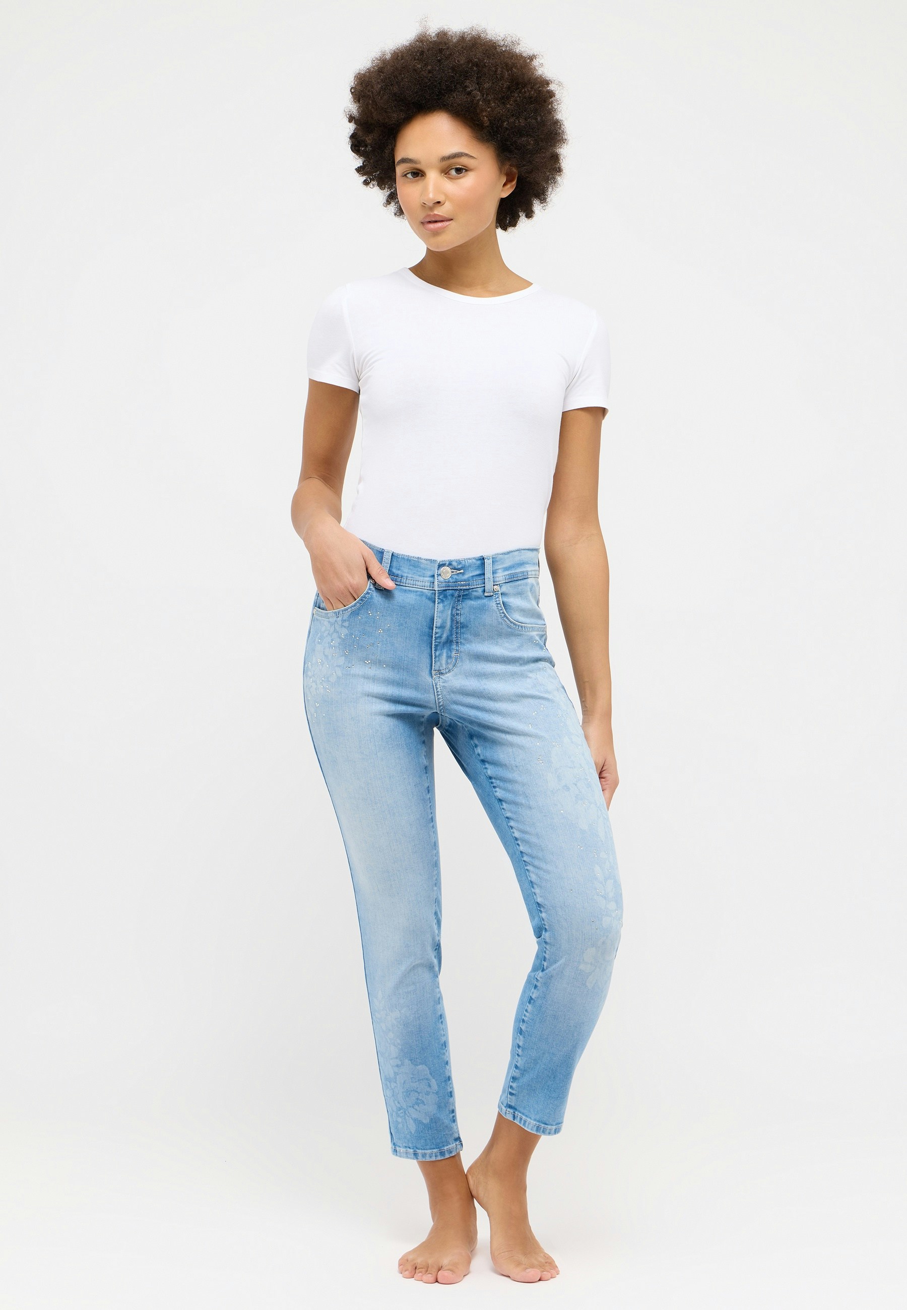 Jeans Ornella mit floralem Muster