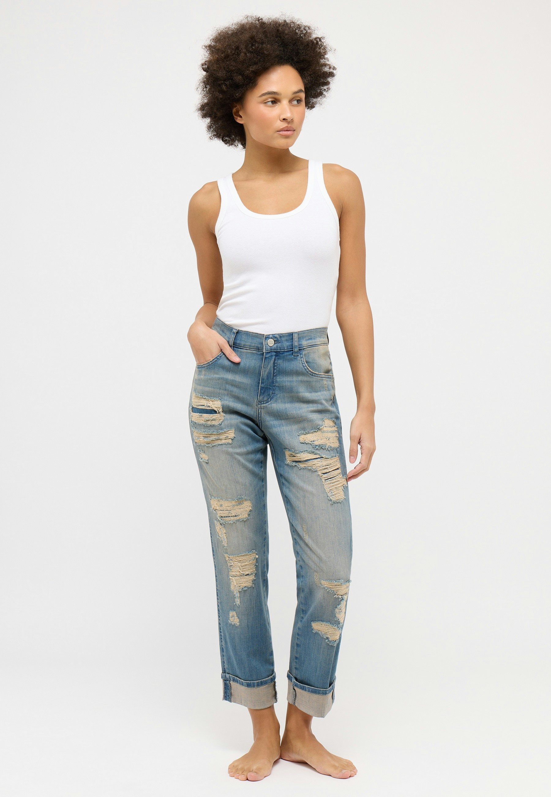 Jeans Darleen Crop TU im Destroyed-Look