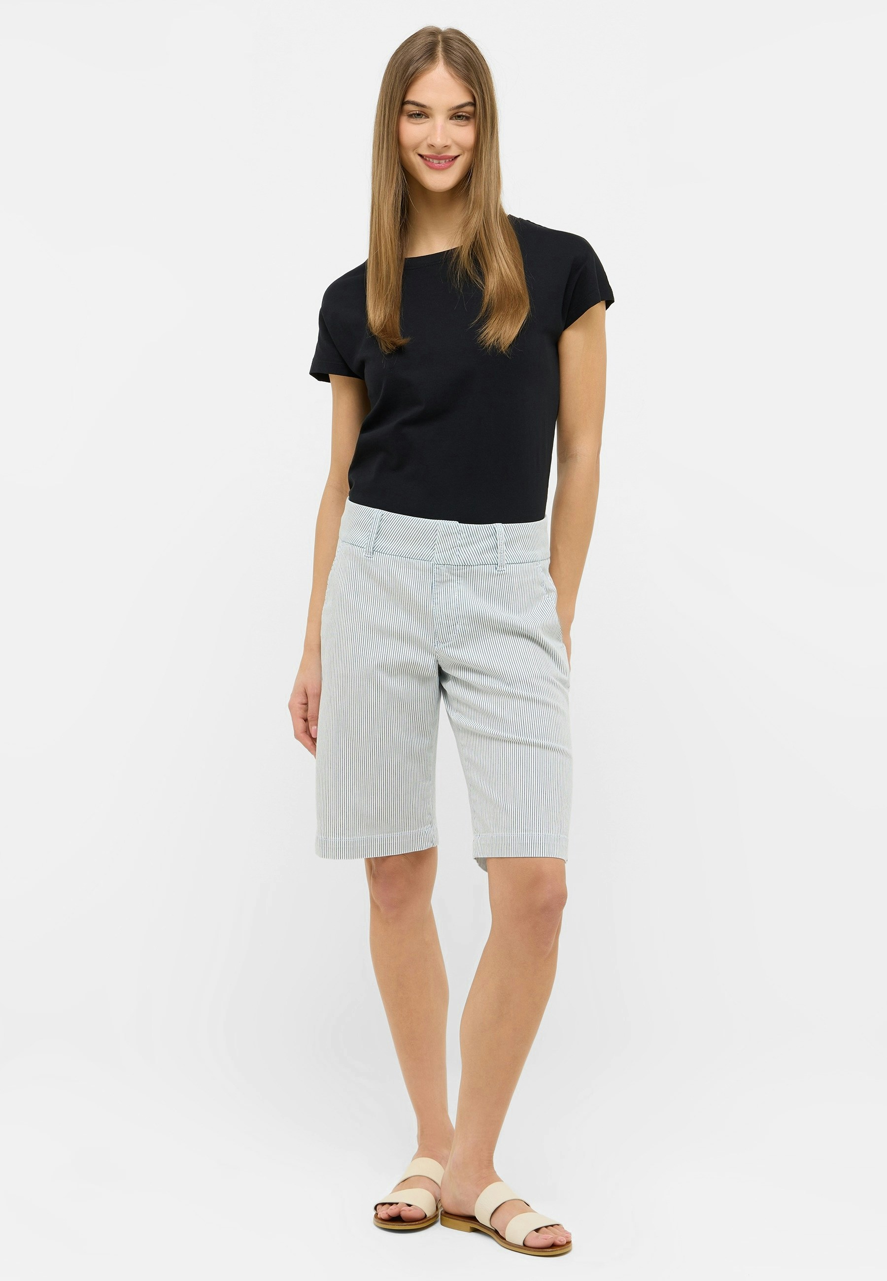 Jeans Bermuda Chic mit Streifen