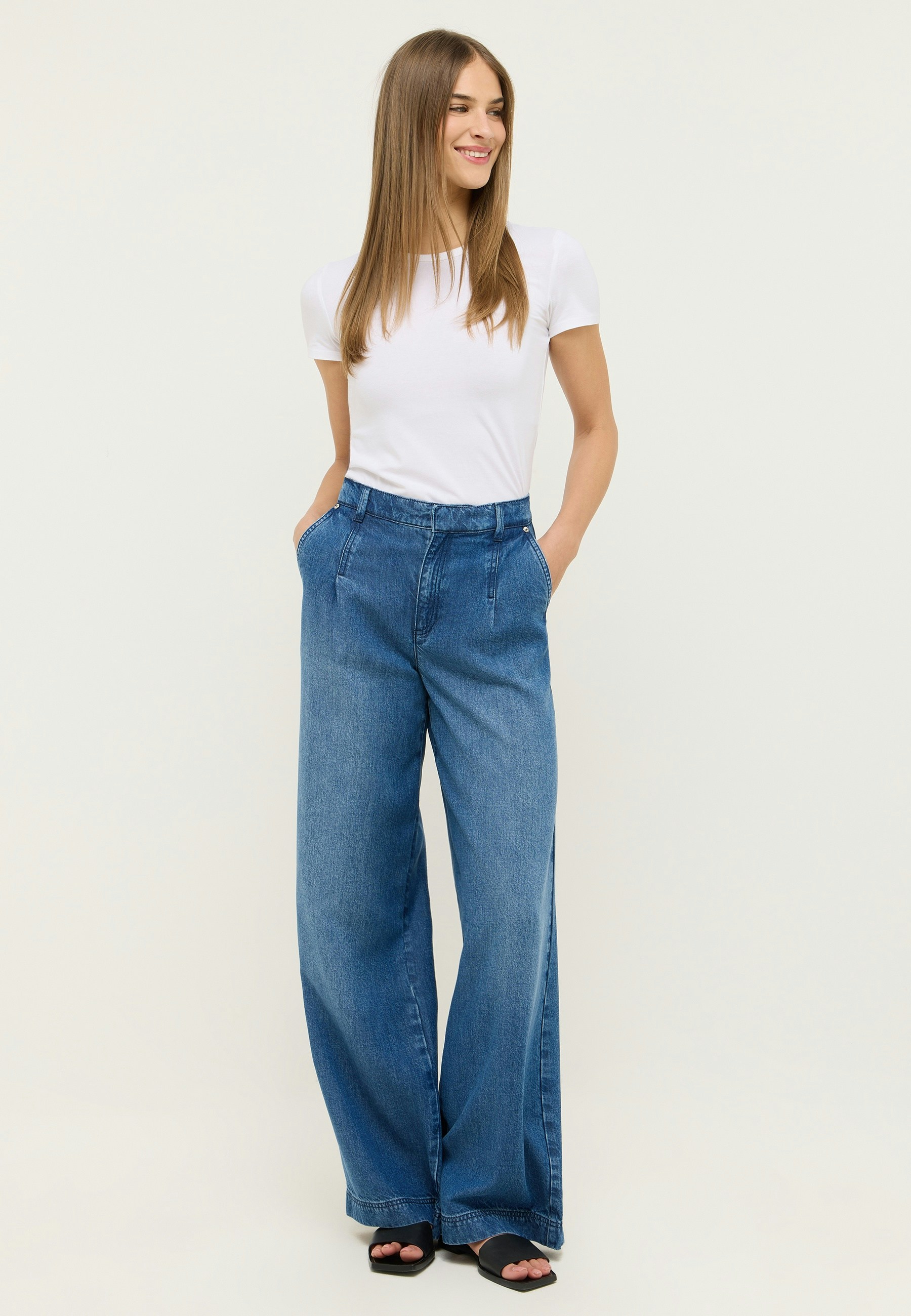 Jeans Palazzo with Used Wash