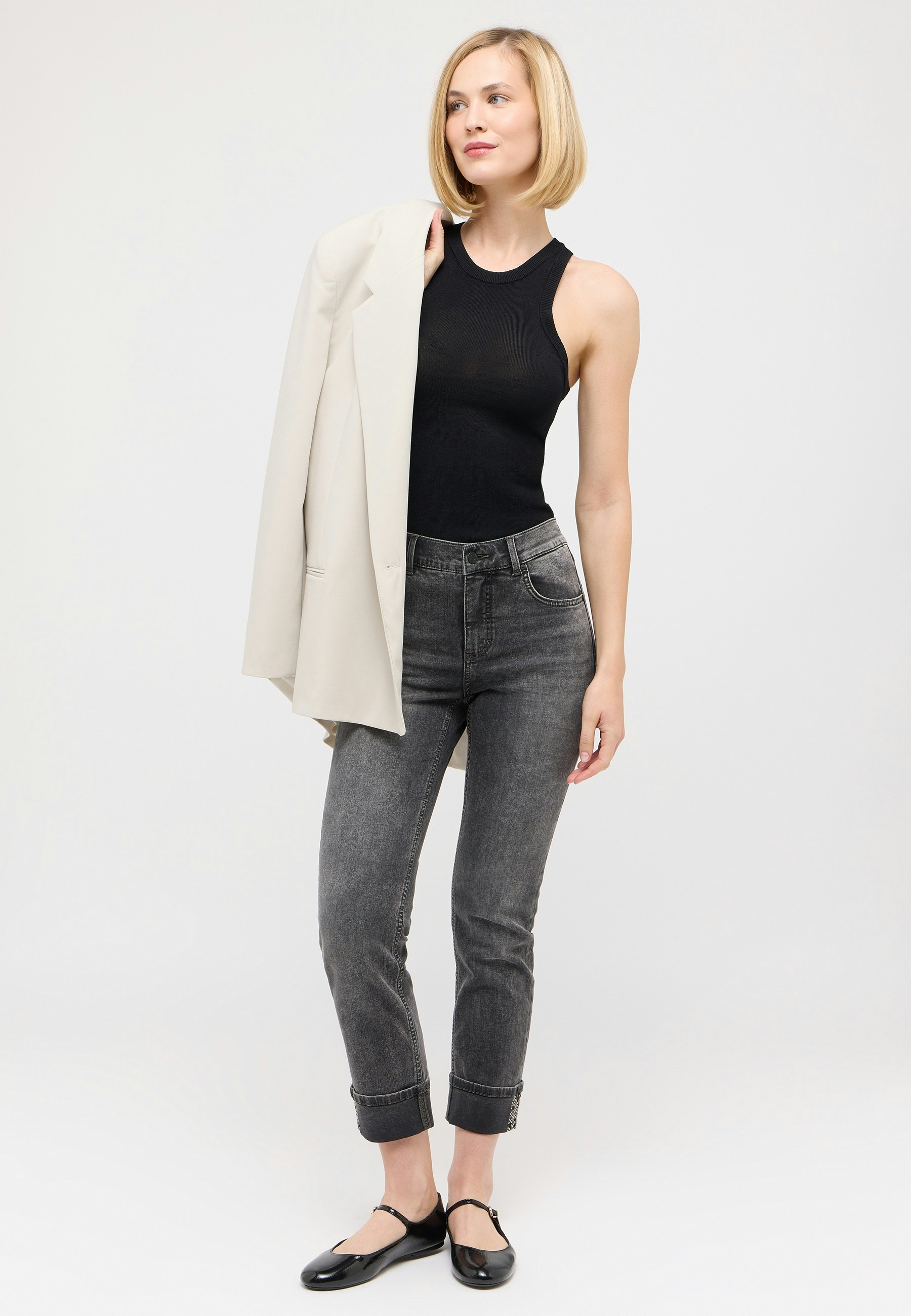 Jeans Cici Crop Glam mit Ziersteinen