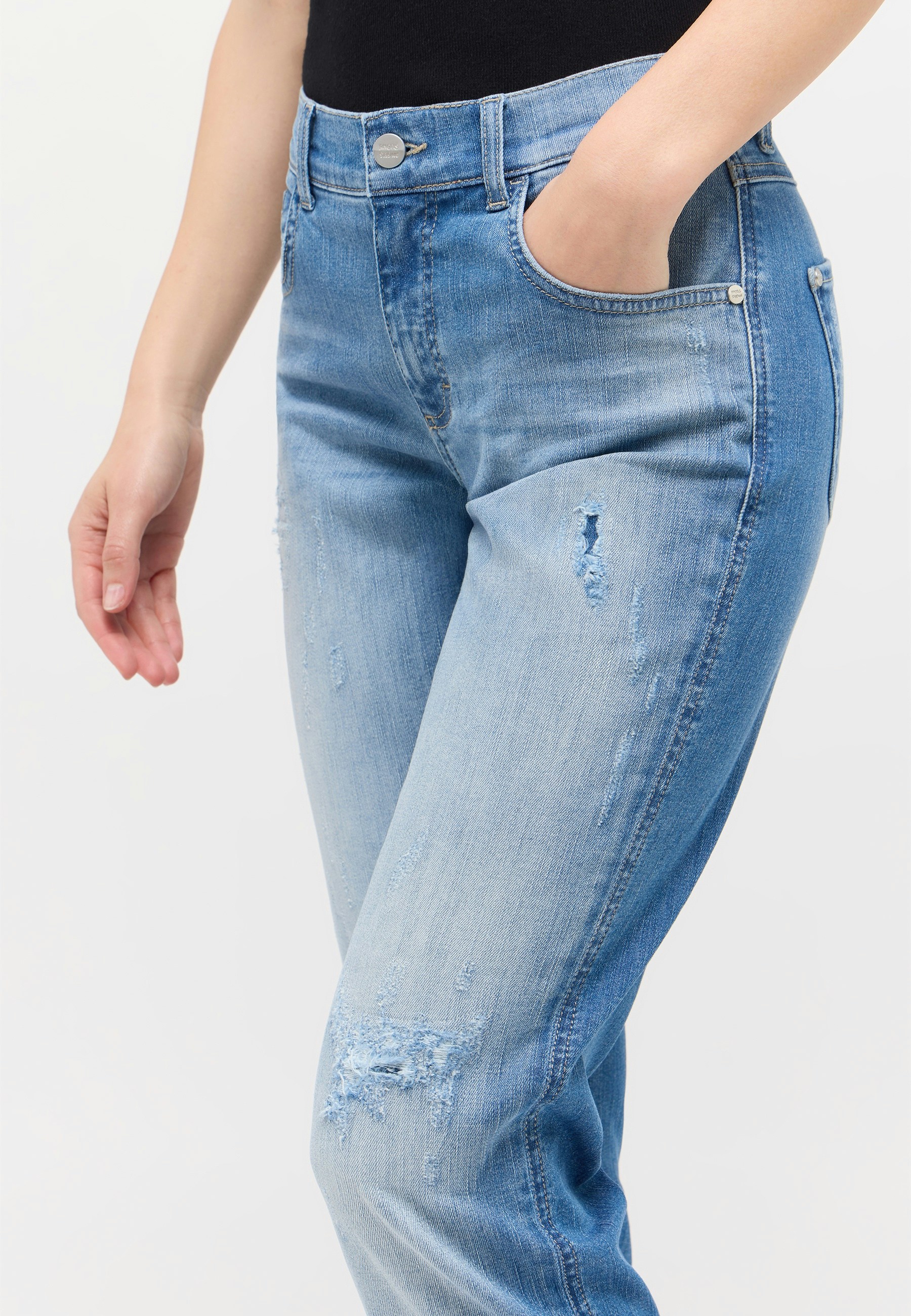 Destroyed-Jeans Darleen Crop TU Fringe
