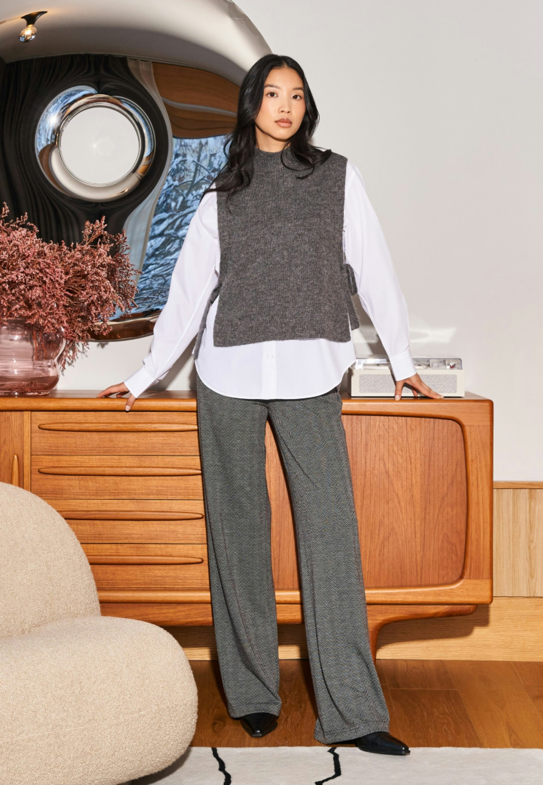 Hose Liz Easy mit Fischgrat-Muster