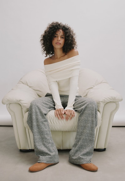 Liz Easy trousers with herringbone pattern