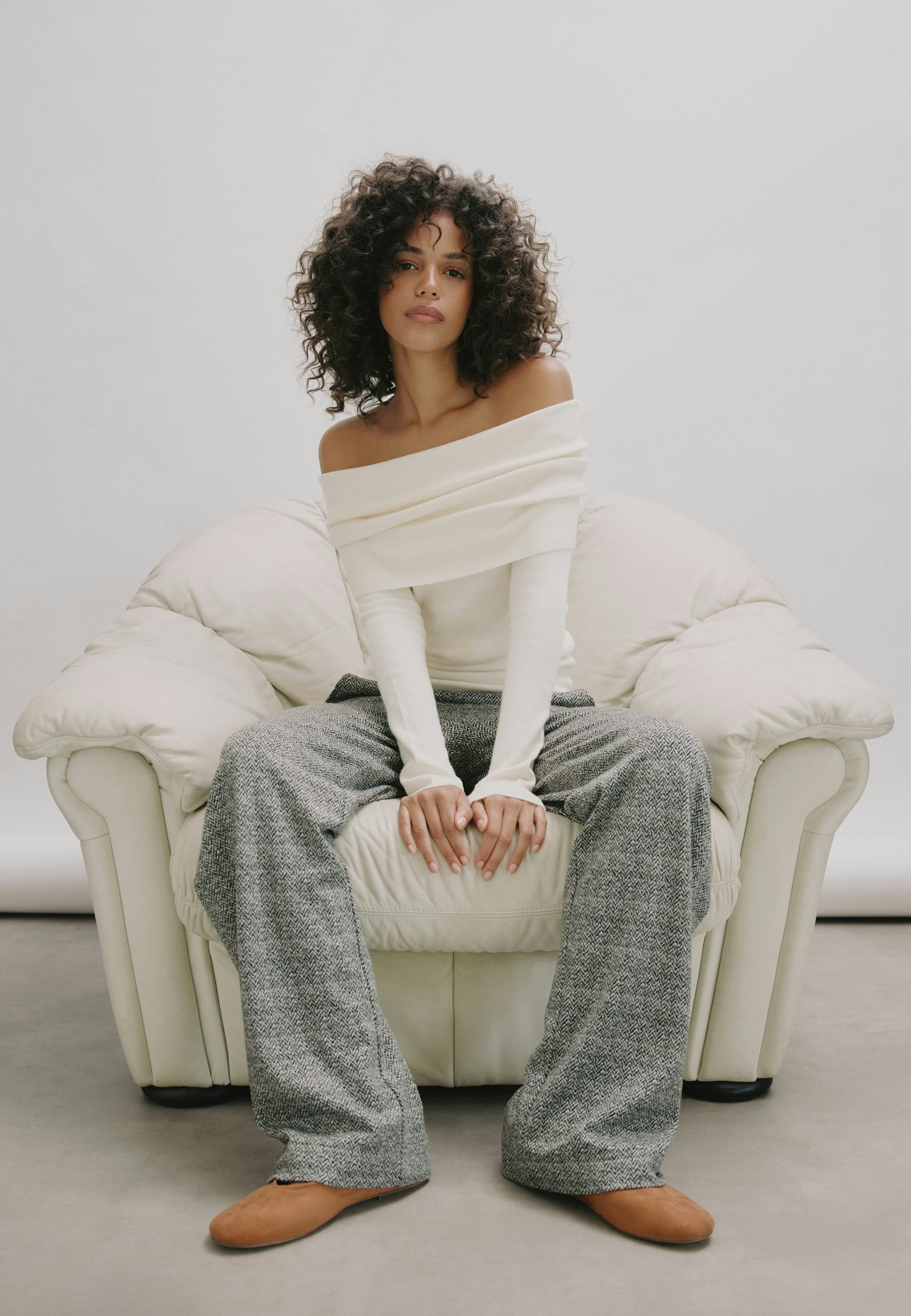 Hose Liz Easy mit Fischgrätmuster