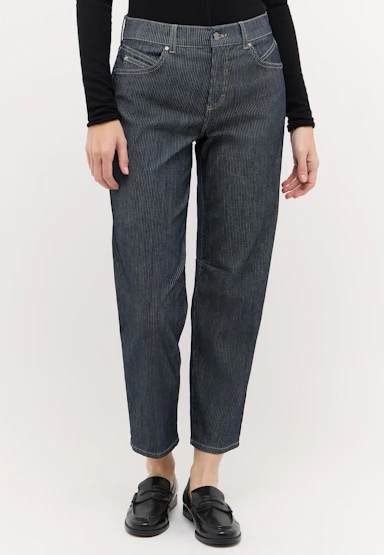Barrel-Jeans Evy mit Nadelstreifen