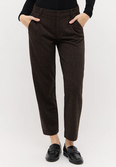Evy Sleek barrel trousers with herringbone pattern